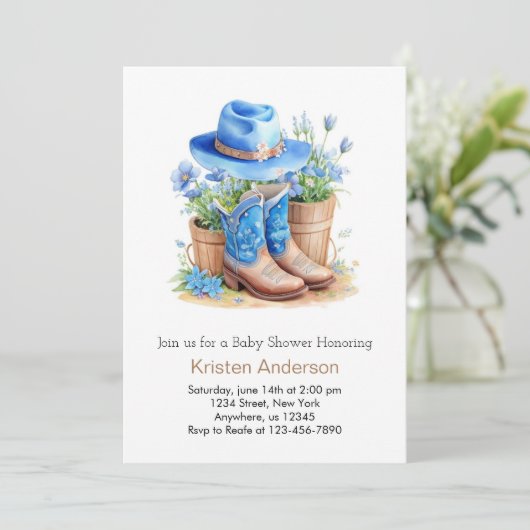 Laarzen en Pet Baby shower Kaart (Staand voorkant)