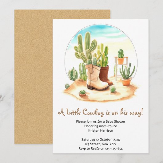 Laarzen en slaapliedjes: Wild West Cowboy Baby sho Kaart (Voorkant / Achterkant)