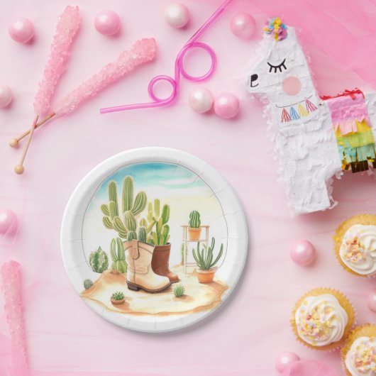 Laarzen en slaapliedjes: Wild West Cowboy Baby sho Papieren Bordje (Feest)