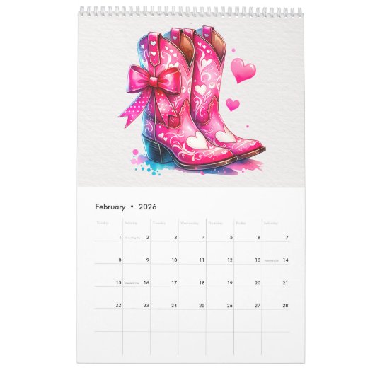 Laarzen en strikken Coquette Cowgirl Kalender (Feb 2026)