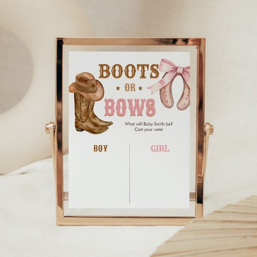 Laarzen en Strikken Geslacht Reveal Bord Poster