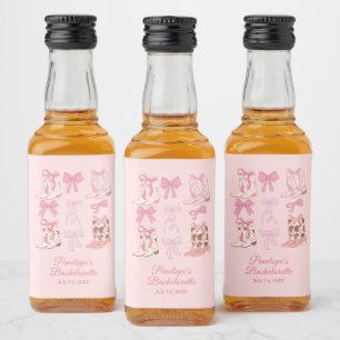 Laarzen en strikken Roze Girly Bachelorette Party  Likeurfles Etiket