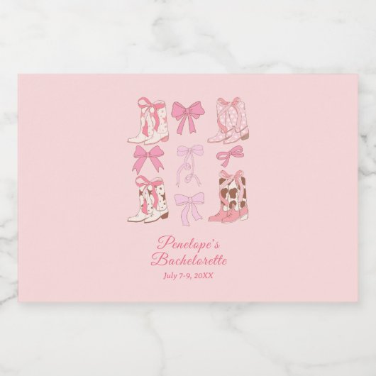 Laarzen en strikken Roze Girly Bachelorette Party Likeurfles Etiket (Enkel label)