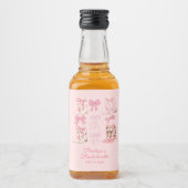 Laarzen en strikken Roze Girly Bachelorette Party Likeurfles Etiket (Voorkant)