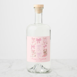 Laarzen en strikken Roze Girly Bachelorette Party Likeurfles Etiket