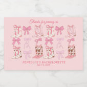 Laarzen en strikken Roze Girly Bachelorette Party Sparkling Wijnetiket (Enkel label)