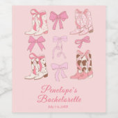 Laarzen en strikken Roze Girly Bachelorette Party Wijn Etiket (Enkel label)