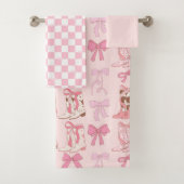 Laarzen en strikken Roze Girly Coquette Checkered Bad Handdoek (Insitu)