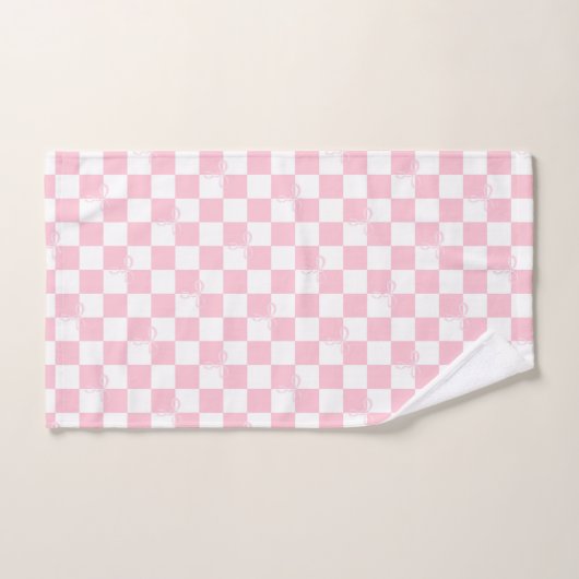 Laarzen en strikken Roze Girly Coquette Checkered Bad Handdoek (Handdoek)