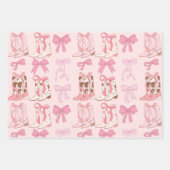 Laarzen en strikken Roze Girly Coquette Checkered Inpakpapier Vel (Voorkant)