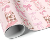 Laarzen en strikken Roze Girly Coquette Esthetisch Cadeaupapier (Rol Hoek)