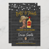 Laarzen en Tequilla Volwassen Verjaardag Uitnodigi Kaart (Voorkant / Achterkant)