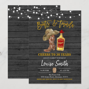 Laarzen en Tequilla Volwassen Verjaardag Uitnodigi Kaart