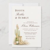 Laarzen Flessen Bruisend Westerse Baby Shower Kaart (Voorkant)