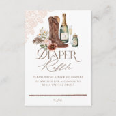 Laarzen Flessen Western Baby shower Luier Raffle Informatiekaartje (Voorkant)