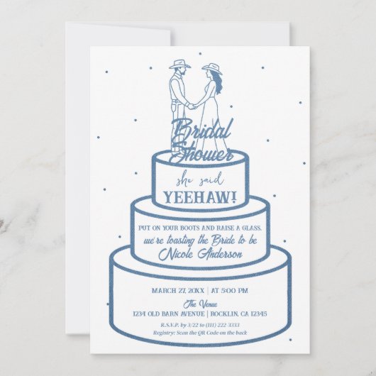 Laarzen Liefde & Buttercream Denim Westerne Bruid Kaart (Voorkant)