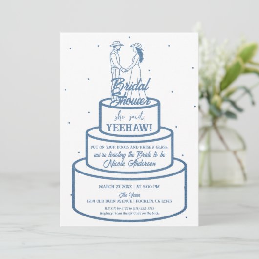 Laarzen Liefde & Buttercream Denim Westerne Bruid Kaart (Staand voorkant)
