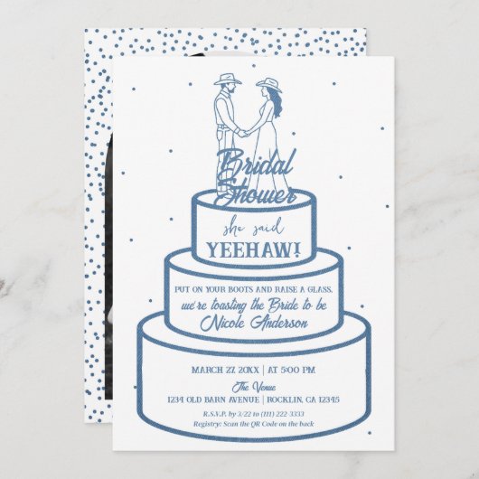 Laarzen Liefde & Buttercream Denim Westerne Bruid Kaart (Voorkant / Achterkant)