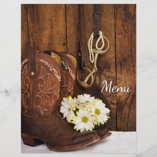 Laarzen, madeliefjes en paardenbit Western huwelij (Voorkant)