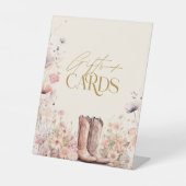 Laarzen & Mousserende Bloem Cowgirl Cadeau Kaarten Reclamebord Met Voetstuk (Voorkant)