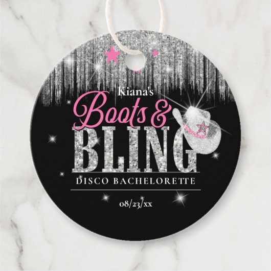 Laarzen 'n Bling Disco Bachelorette ID925 Bedankjes Labels (Voorkant)