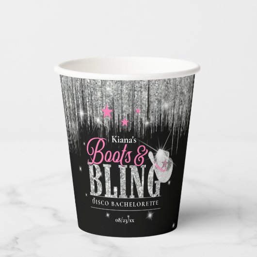 Laarzen 'n Bling Disco Bachelorette ID925 Papieren Bekers (Voorkant)