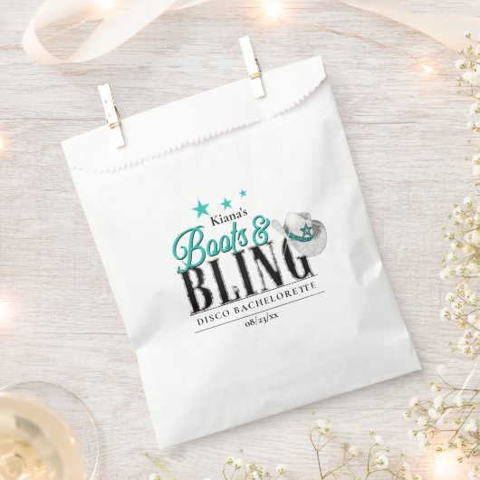 Laarzen 'n Bling Disco Bachelorette Teal ID925 Bedankzakje (Geknipt)