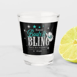 Laarzen 'n Bling Disco Bachelorette Turquoise Zwar Shot Glas
