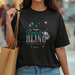 Laarzen 'n Bling Disco Bachelorette Turquoise Zwar T-shirt