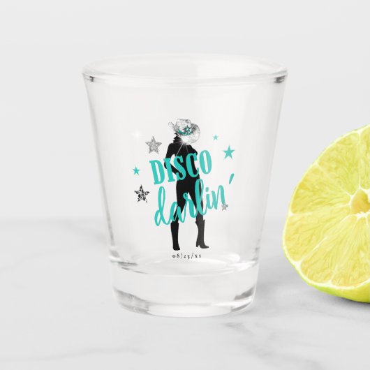 Laarzen 'n Bling Disco Darlin' Teal ID925 Shot Glas (Voorkant)