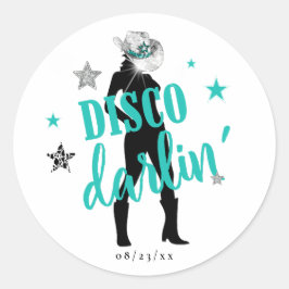 Laarzen 'n Bling Disco Darlin' Turquoise ID925  Ronde Sticker