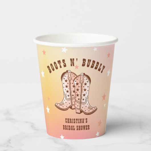Laarzen N' Bubbelige Cowboylaarzen Bruiloft Feeste Papieren Bekers (Achterkant)