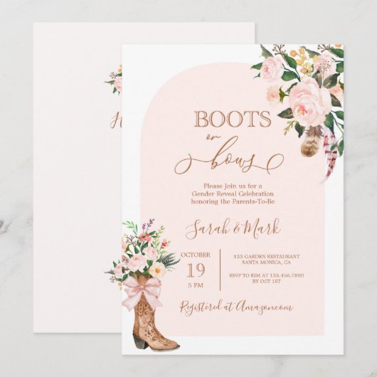 Laarzen of Bogen Baby shower Meisje Kaart (Voorkant / Achterkant)