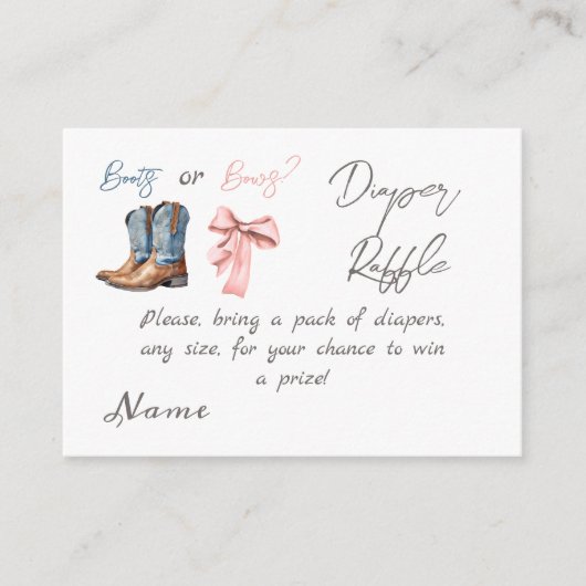 Laarzen of Bogen Blauw Roze Geslacht Onthullen Fee Informatiekaartje (Voorkant)