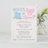 Laarzen of bogen gender onthullen rustiek Baby sho Kaart (Staand voorkant)