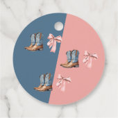 Laarzen of Bows Blauw Roze Geslacht Onthulling Par Bedankjes Labels (Achterkant)