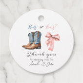 Laarzen of Bows Blauw Roze Geslacht Onthulling Par Bedankjes Labels (Voorkant)