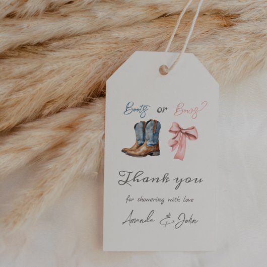 Laarzen of Bows Blauw Roze Geslacht Onthulling Par Cadeaulabel