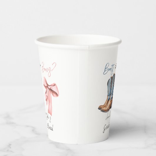 Laarzen of Bows Blauw Roze Geslacht Onthulling Par Papieren Bekers (Rechts)