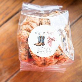 Laarzen of Bows Blauw Roze Geslacht Onthulling Par Ronde Sticker