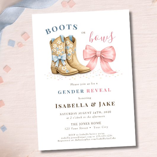 Laarzen of Strik Gender Reveal Kaart