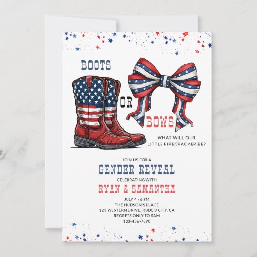 Laarzen of Strikjes Westers Rood Wit Blauw Geslach Kaart (Voorkant)