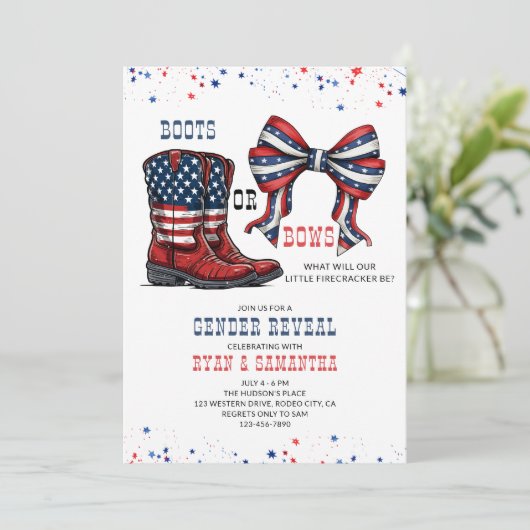 Laarzen of Strikjes Westers Rood Wit Blauw Geslach Kaart (Staand voorkant)