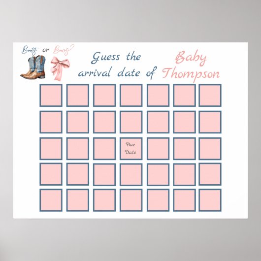 Laarzen of strikken Blauw Roze Geslacht Onthulling Poster (Voorkant)