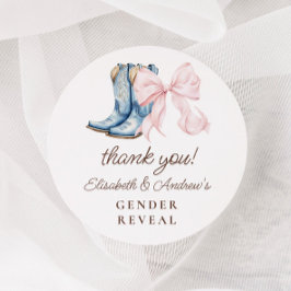 Laarzen of strikken Geslacht onthullen Dank u Stic Ronde Sticker