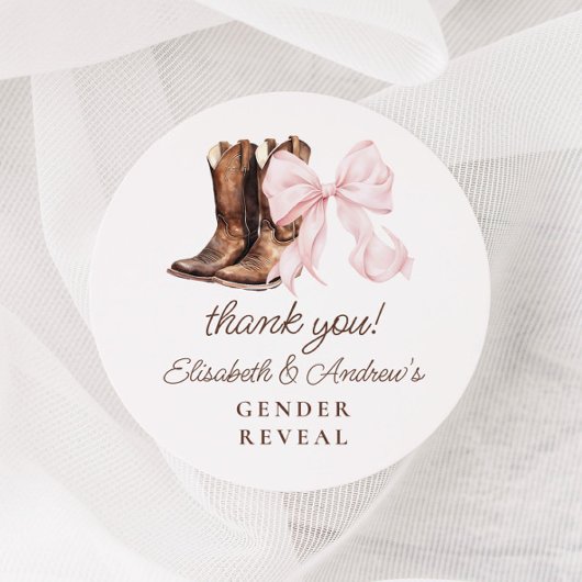 Laarzen of strikken Geslacht onthullen Dank u Stic Ronde Sticker