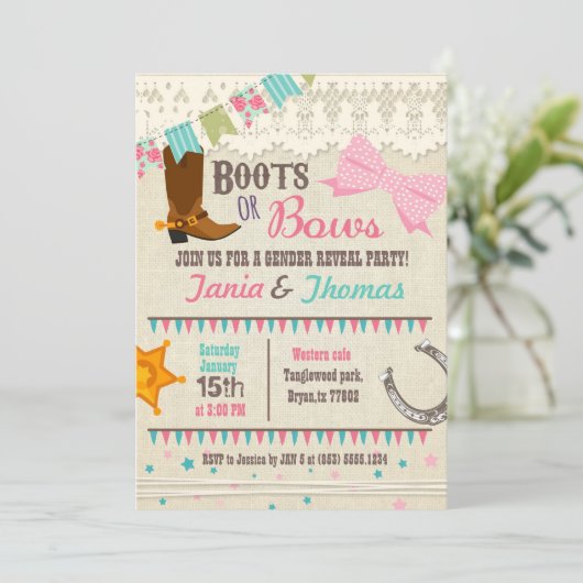 Laarzen of strikken geslacht onthullen kaart (Staand voorkant)