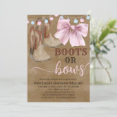 Laarzen of strikken geslacht onthullen uitnodiging (Staand voorkant)