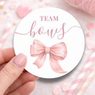Laarzen of Strikken Geslacht Onthulling Roze Strik Ronde Sticker