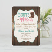 Laarzen of strikken geslacht onthulling uitnodigin kaart (Staand voorkant)